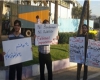 تجمع اعتراضی دانشجویان به حضور وزیر خارجه فرانسه در فرودگاه مهرآباد